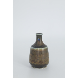 Small Mid-Century Scandinavian Modern Collectible Earthy Brown Stoneware Vase by Gunnar Borg for Höganäs Ceramics, 1960s, Set of 3