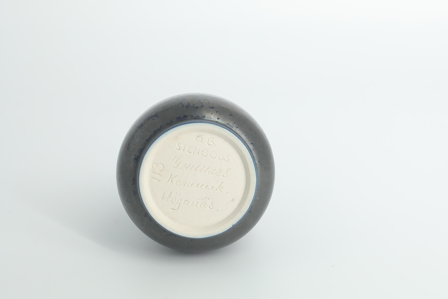 Small Mid-Century Scandinavian Modern Collectible Blue & Brown Stoneware Vase by Gunnar Borg for Gunnars Keramik Höganäs, 1960s, Set of 4