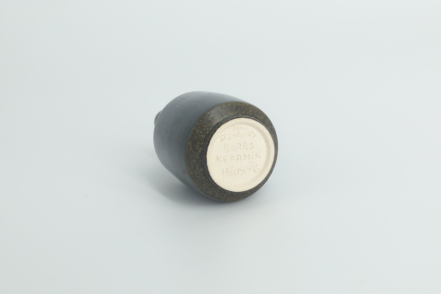 Small Mid-Century Scandinavian Modern Collectible Blue & Brown Stoneware Vase by Gunnar Borg for Gunnars Keramik Höganäs, 1960s, Set of 4