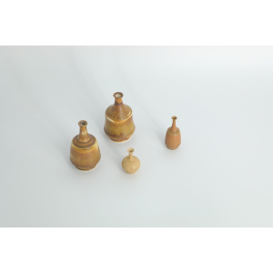 Small Mid-Century Scandinavian Modern Collectible Brown Stoneware Vases by Gunnar Borg for Höganäs Ceramics, 1960s, Set of 4