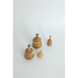 Small Mid-Century Scandinavian Modern Collectible Brown Stoneware Vases by Gunnar Borg for Höganäs Ceramics, 1960s, Set of 4