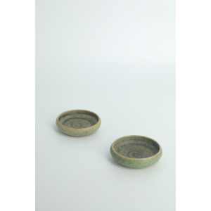 Small Mid-Century Scandinavian Modern Collectible Sand Brown Stoneware Bowls by Gunnar Borg for Gunnars Keramik Höganäs, 1960s, Set of 2