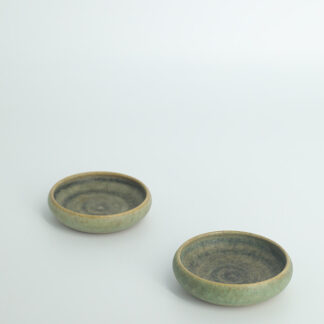 Small Mid-Century Scandinavian Modern Collectible Sand Brown Stoneware Bowls by Gunnar Borg for Gunnars Keramik Höganäs, 1960s, Set of 2