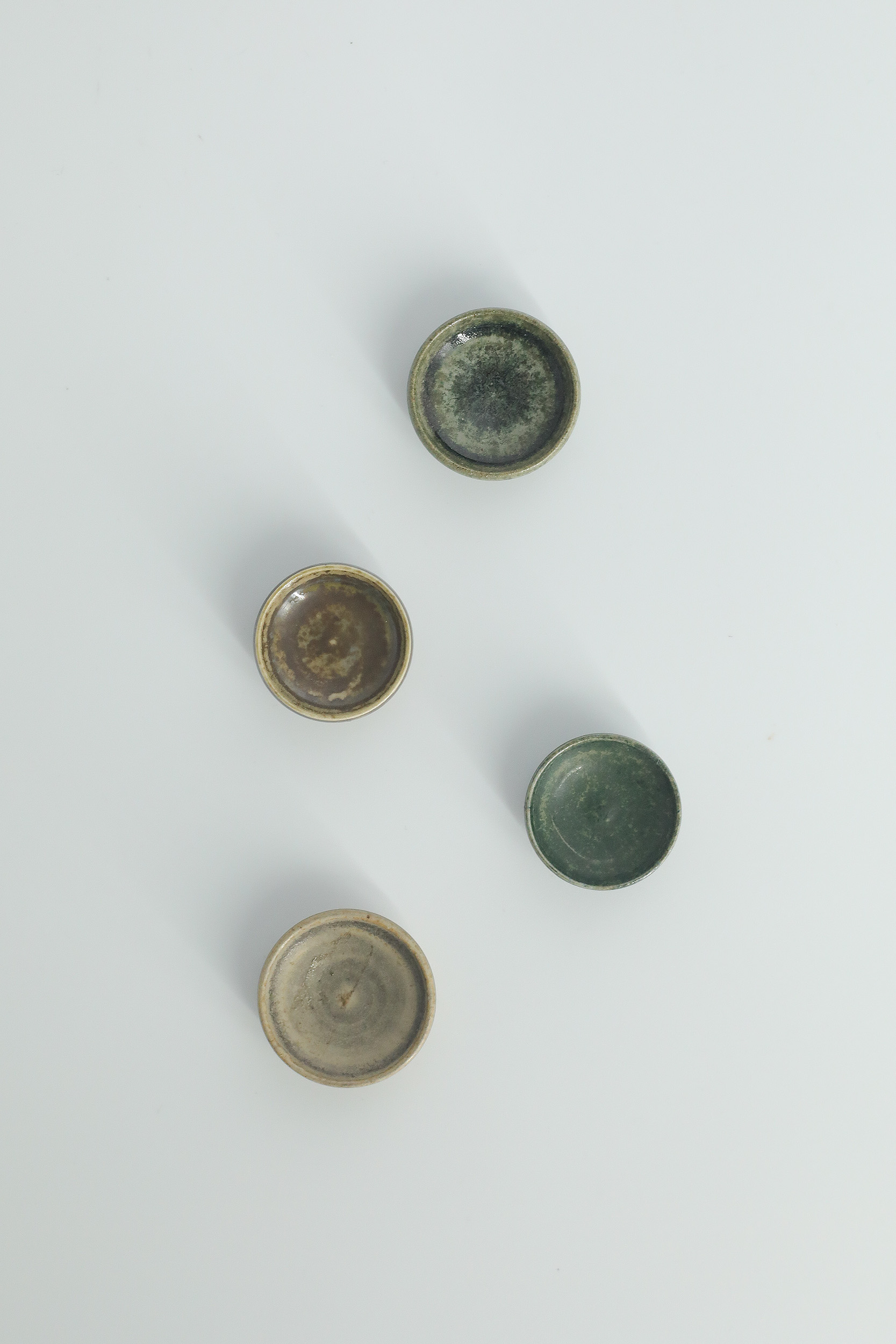 Small Mid-Century Scandinavian Modern Collectible Brown & Green Stoneware Bowls by Gunnar Borg for Höganäs Ceramics, 1960s, Set of 4