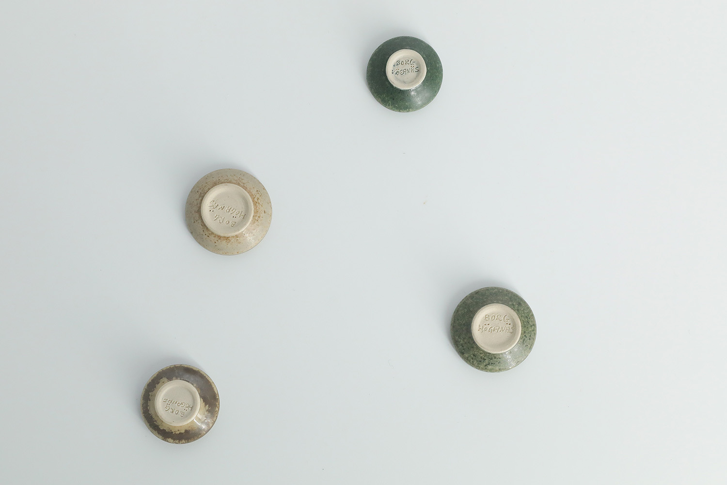 Small Mid-Century Scandinavian Modern Collectible Brown & Green Stoneware Bowls by Gunnar Borg for Höganäs Ceramics, 1960s, Set of 4