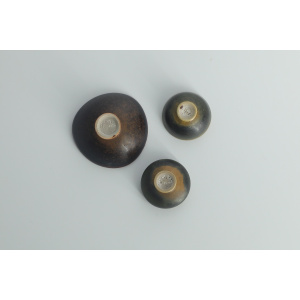 Small Mid-Century Scandinavian Modern Collectible Brown Stoneware Bowls by John Andersson for Höganäs Ceramics, 1950s, Set of 3
