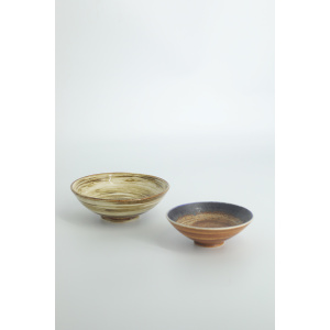 Small Mid-Century Scandinavian Modern Collectible Glazed Brown Stoneware Bowls by Gunnar Borg for Höganäs Keramik , 1960s, Set of 2