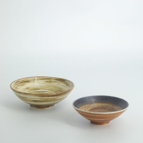 Small Mid-Century Scandinavian Modern Collectible Glazed Brown Stoneware Bowls by Gunnar Borg for Höganäs Keramik , 1960s, Set of 2