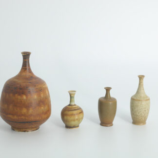 Small Mid-Century Scandinavian Modern Collectible Brown Stoneware Vases by Gunnar Borg for Höganäs Ceramics, 1960s, Set of 4