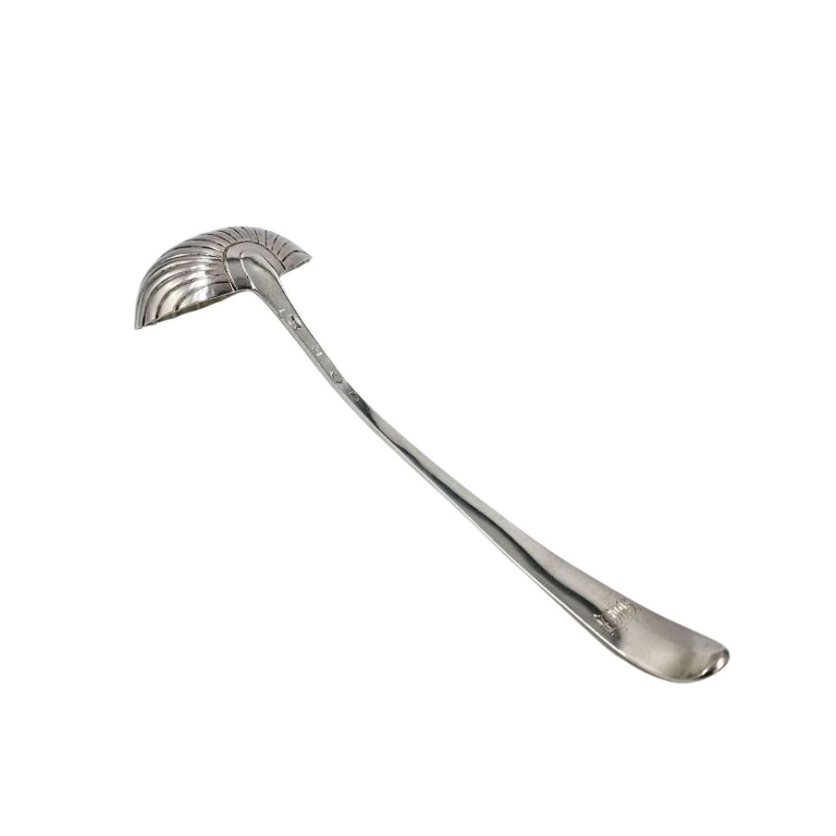 1766 Irish Georgian Solid Silver Large Soup Punch Ladle Dublin