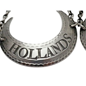 1793 Pair Georgian Silver Wine Ticket Labels Hollands & Rum by Bateman