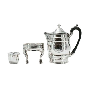 1799 Georgian Antique Solid Silver Coffee Pot & Burner on Stand