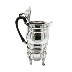 1799 Georgian Antique Solid Silver Coffee Pot & Burner on Stand