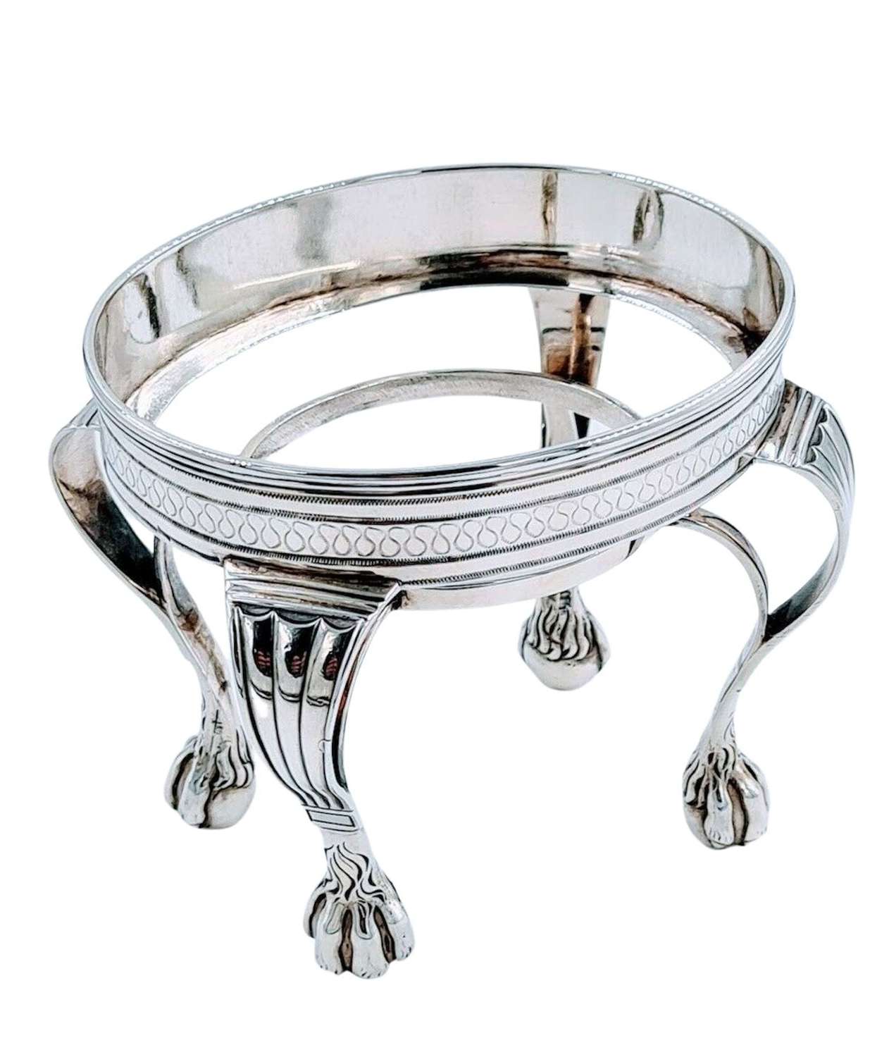 1799 Georgian Antique Solid Silver Coffee Pot & Burner on Stand