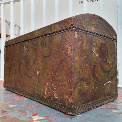 18th Century Swedish Painted Leather Bound Marriage Chest