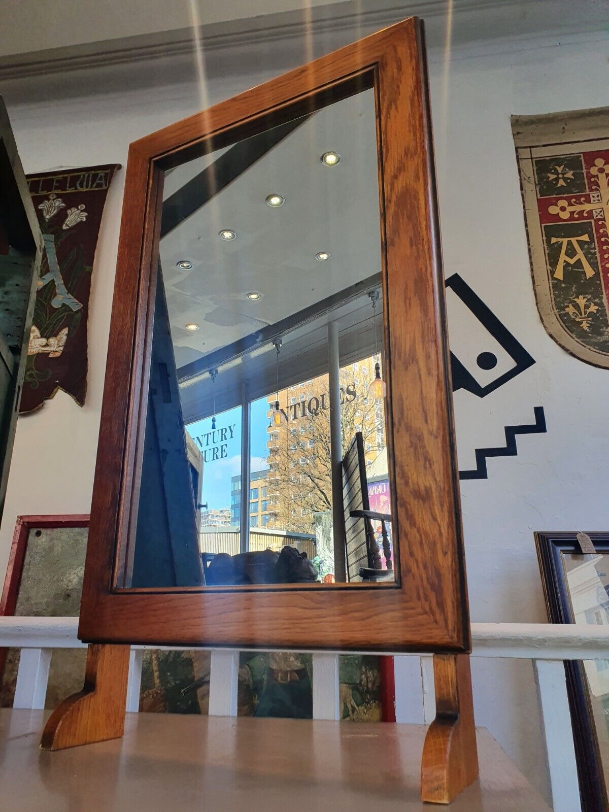 1950s Milliners Counter Top Mirror in Oak.