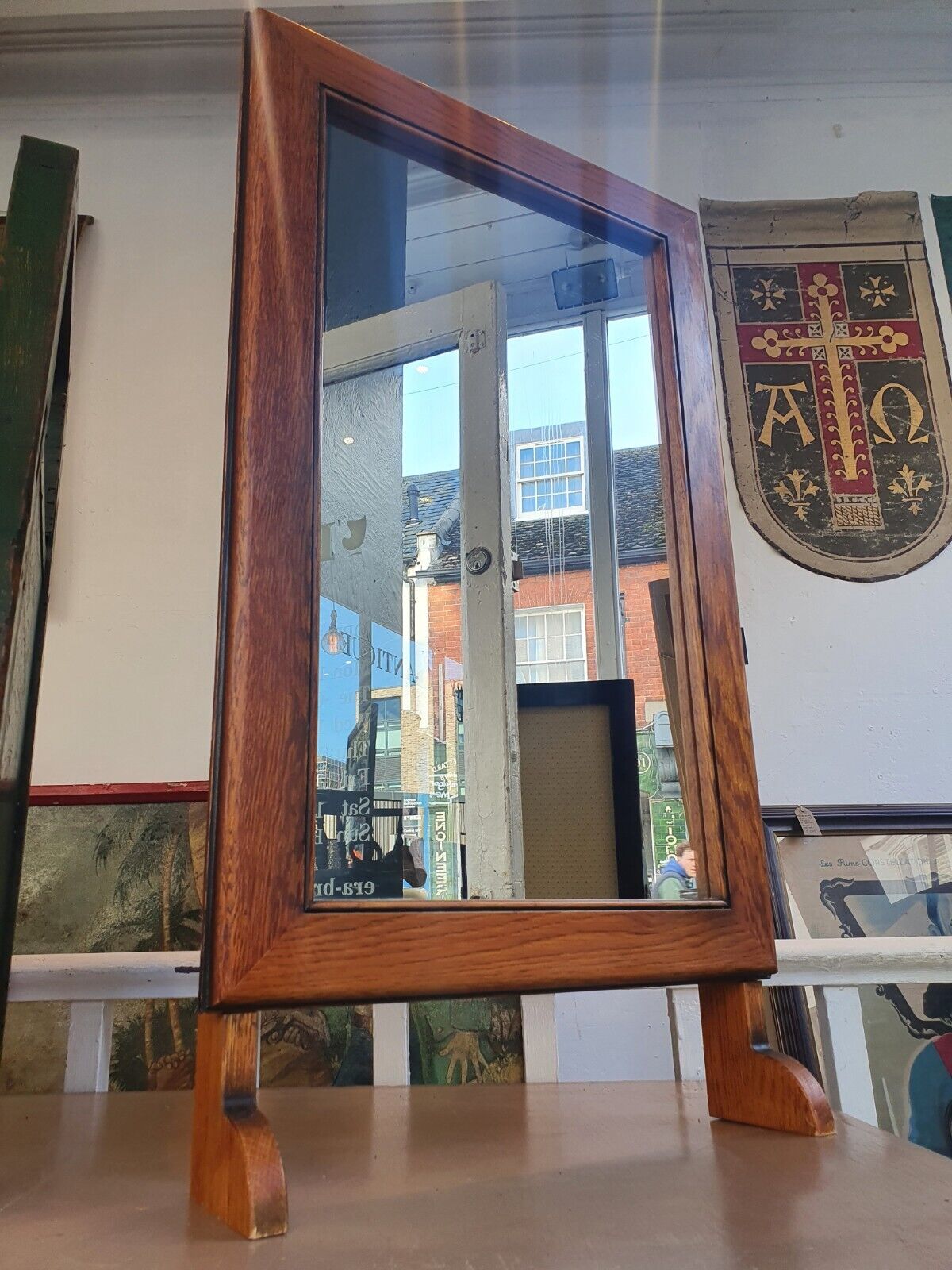 1950s Milliners Counter Top Mirror in Oak.
