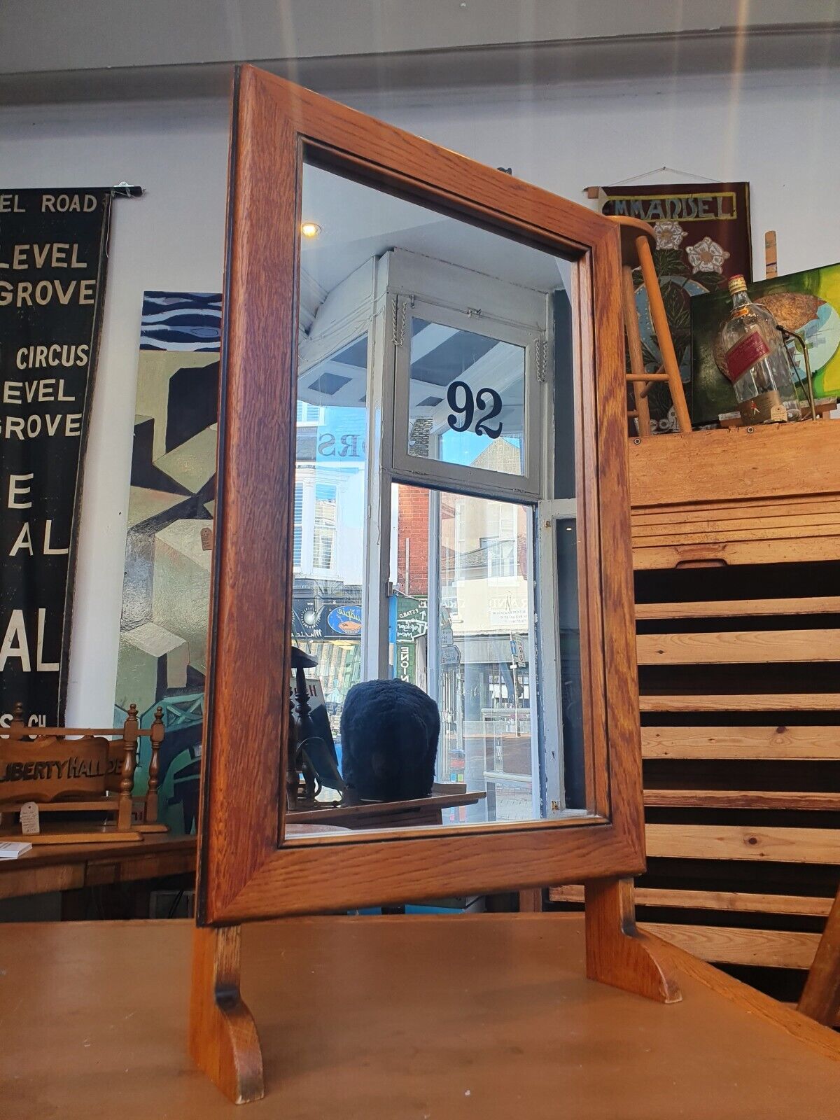 1950s Milliners Counter Top Mirror in Oak.