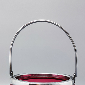 1960s Gorgeous Red Bohemian Cut Crystal Glass Ice Bucket. Made in Italy