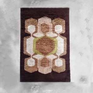 1970s Stunning Space Age Rug in Wool. Made in Italy