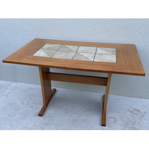 Small Mid Century Teak & Tile Dining Table by Gangso Mobler
