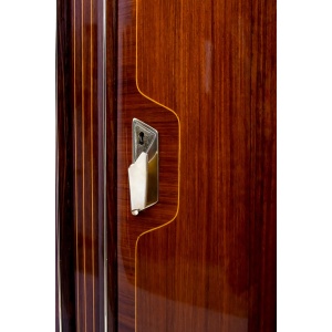 Attributed Gio Ponti Mid-Century Italian Mahogany and Brass Bar Cabinet, 1950s