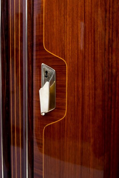 Attributed Gio Ponti Mid-Century Italian Mahogany and Brass Bar Cabinet, 1950s - Image 14
