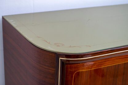 Attributed Gio Ponti Mid-Century Italian Mahogany and Brass Bar Cabinet, 1950s - Image 13