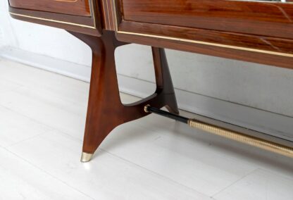 Attributed Gio Ponti Mid-Century Italian Mahogany and Brass Bar Cabinet, 1950s - Image 11
