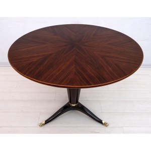 Attributed to Paolo Buffa Mid-Century Modern Italian Walnut Round Table, 1950s