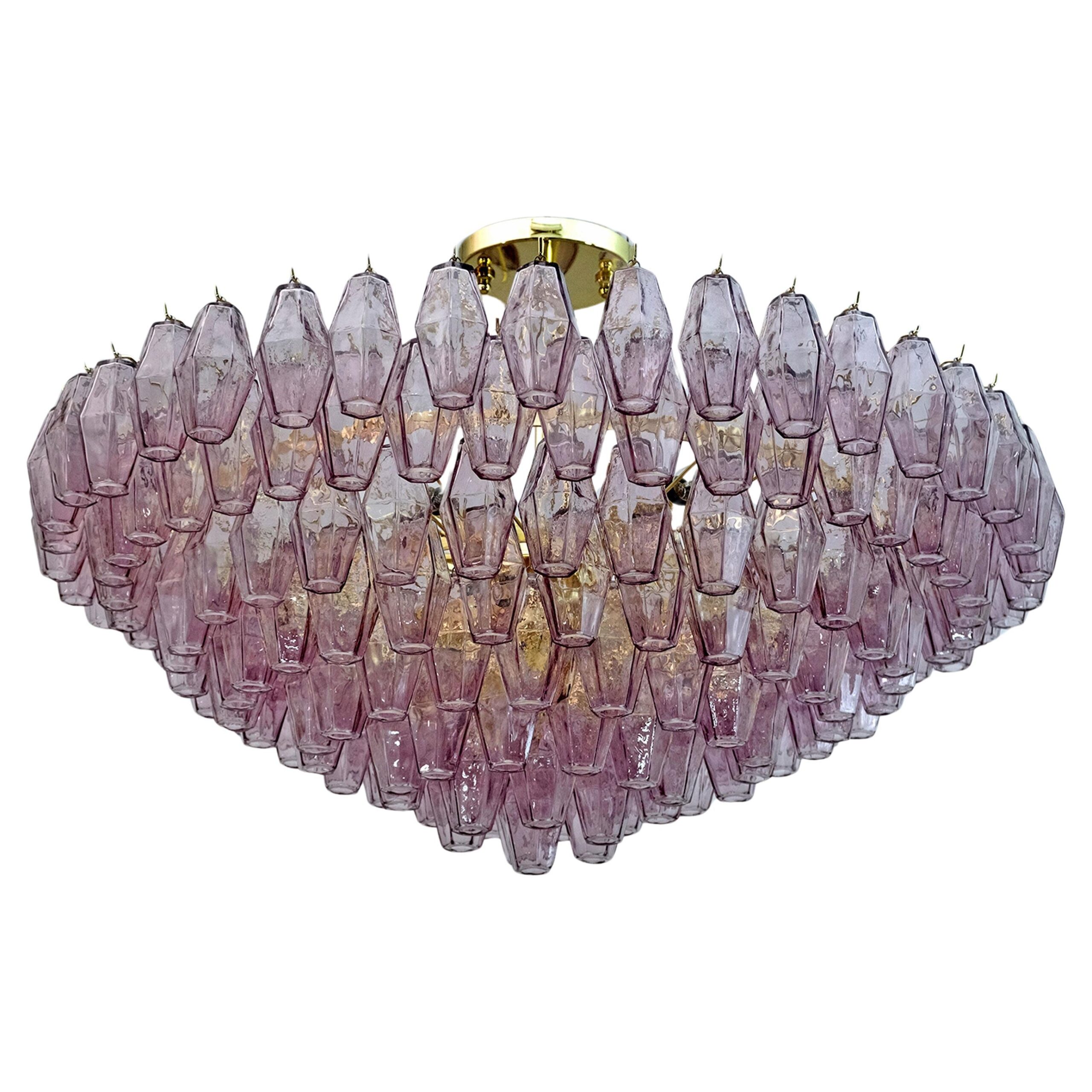 Carlo Scarpa Mid-Century Modern Murano Glass Poliedri Chandelier by Venini