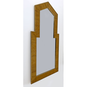Gabriella Crespi Style Mid-Century Modern Italian Wood and Brass Mirror, Pair
