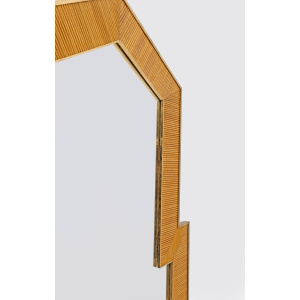 Gabriella Crespi Style Mid-Century Modern Italian Wood and Brass Mirror, Pair