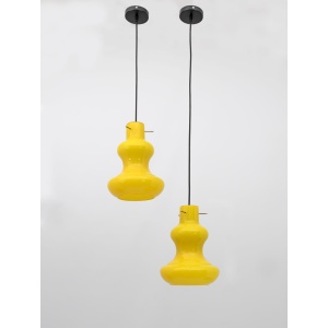 Massimo Vignelli Mid-Century Modern Murano Glass Pendants for Vistosi, 60s Pair