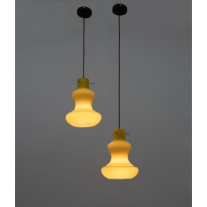Massimo Vignelli Mid-Century Modern Murano Glass Pendants for Vistosi, 60s Pair