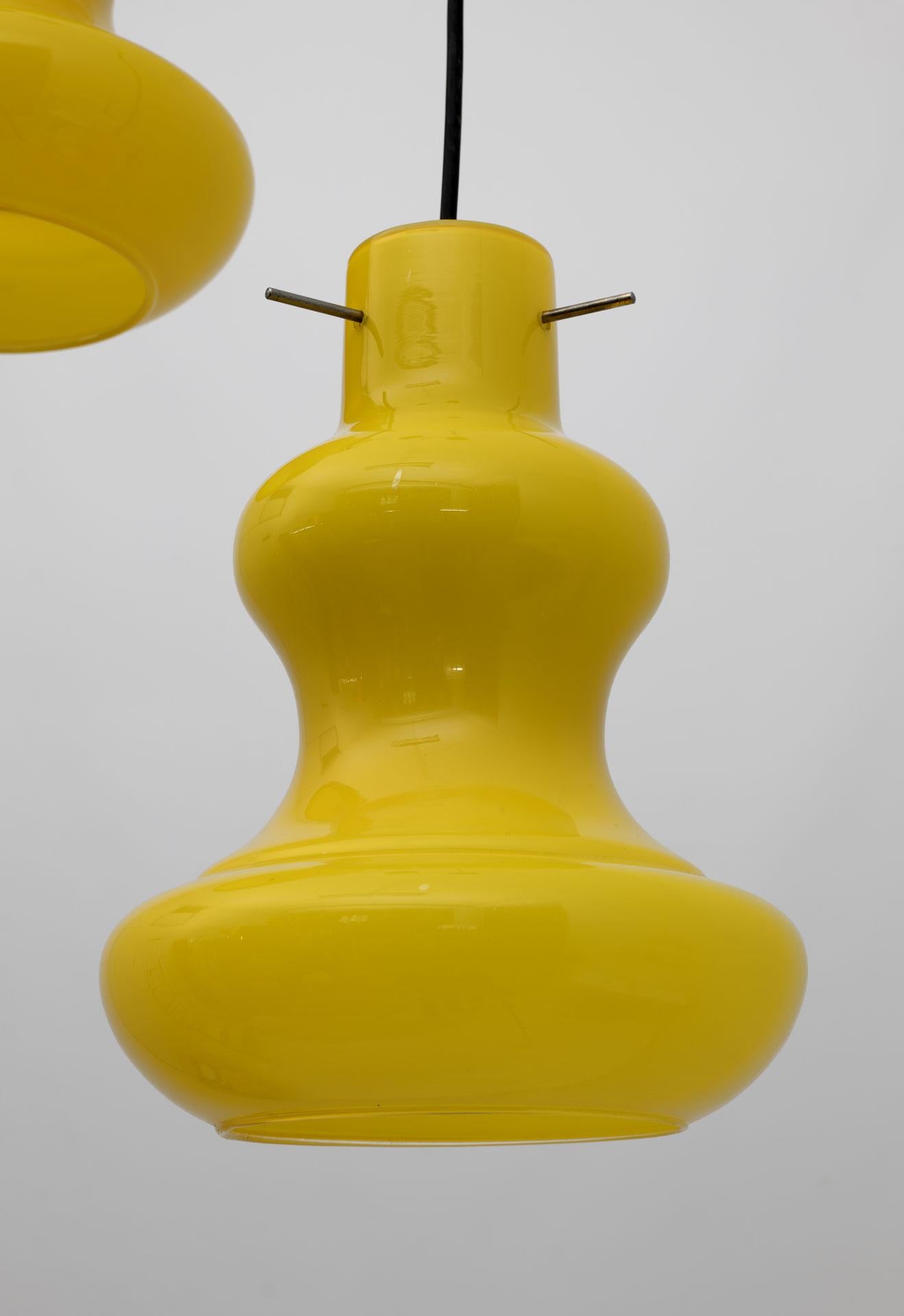 Massimo Vignelli Mid-Century Modern Murano Glass Pendants for Vistosi, 60s Pair