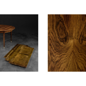 Vintage Rare Danish Round Rosewood Folding Dining Table by Agner Christoffersen for N.C. Christoffersen, 1948