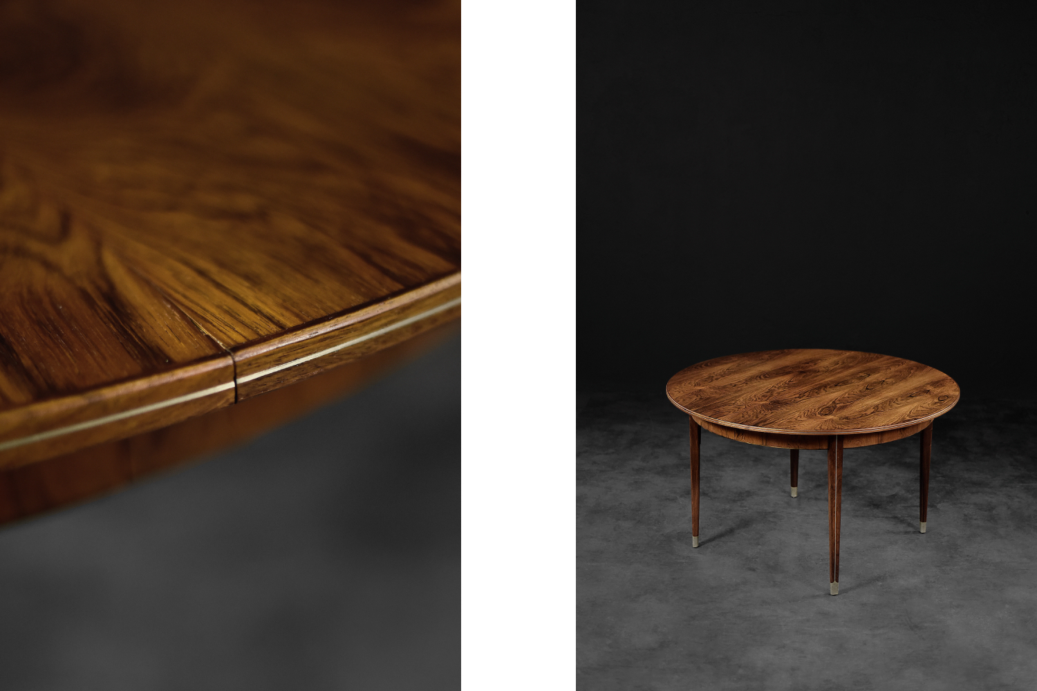 Vintage Rare Danish Round Rosewood Folding Dining Table by Agner Christoffersen for N.C. Christoffersen, 1948