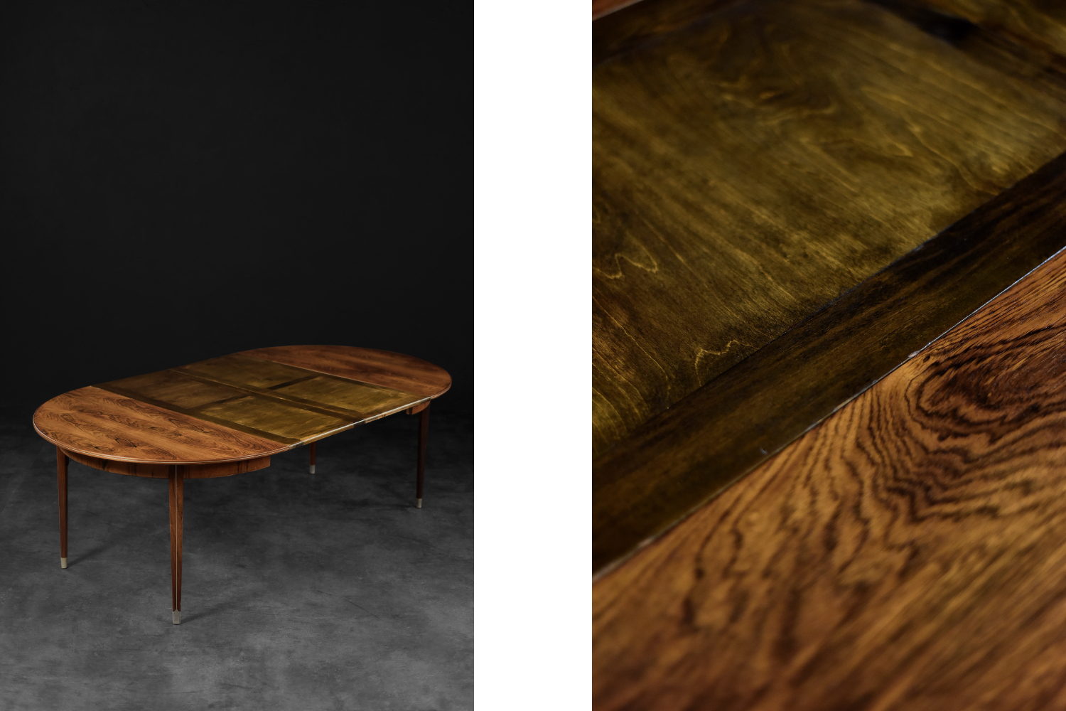 Vintage Rare Danish Round Rosewood Folding Dining Table by Agner Christoffersen for N.C. Christoffersen, 1948