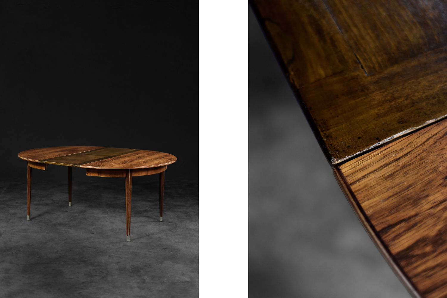 Vintage Rare Danish Round Rosewood Folding Dining Table by Agner Christoffersen for N.C. Christoffersen, 1948