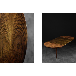 Vintage Rare Danish Round Rosewood Folding Dining Table by Agner Christoffersen for N.C. Christoffersen, 1948