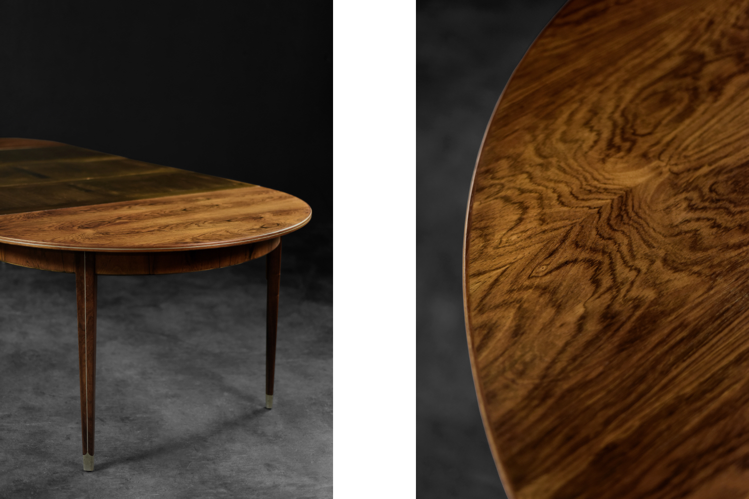 Vintage Rare Danish Round Rosewood Folding Dining Table by Agner Christoffersen for N.C. Christoffersen, 1948