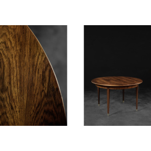 Vintage Rare Danish Round Rosewood Folding Dining Table by Agner Christoffersen for N.C. Christoffersen, 1948