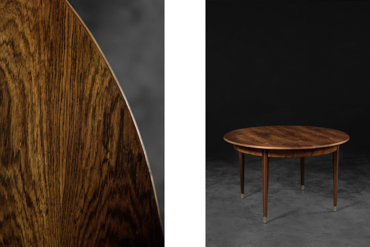 Vintage Rare Danish Round Rosewood Folding Dining Table by Agner Christoffersen for N.C. Christoffersen, 1948