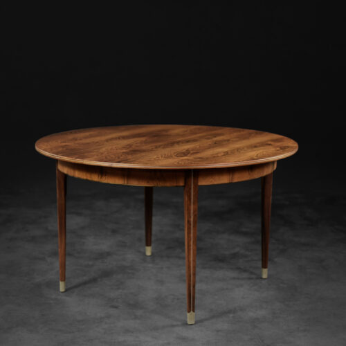 Vintage Rare Danish Round Rosewood Folding Dining Table by Agner Christoffersen for N.C. Christoffersen, 1948