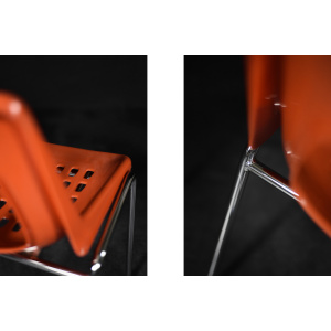 Mid-Century Modern Israeli Orange Plastic & Chrome Chair from Plasson, Set of 2, 1960s