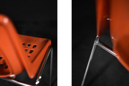Mid-Century Modern Israeli Orange Plastic & Chrome Chair from Plasson, Set of 2, 1960s - Image 7