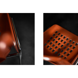 Mid-Century Modern Israeli Orange Plastic & Chrome Chair from Plasson, Set of 2, 1960s