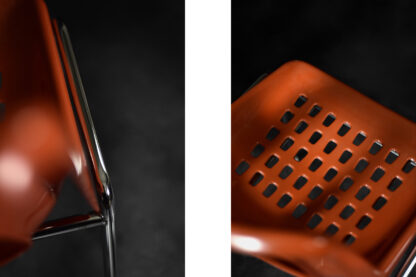 Mid-Century Modern Israeli Orange Plastic & Chrome Chair from Plasson, Set of 2, 1960s - Image 6