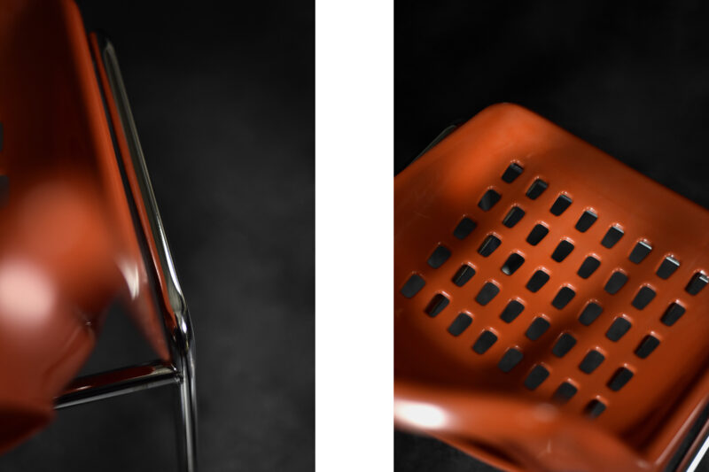 Mid-Century Modern Israeli Orange Plastic & Chrome Chair from Plasson, Set of 2, 1960s